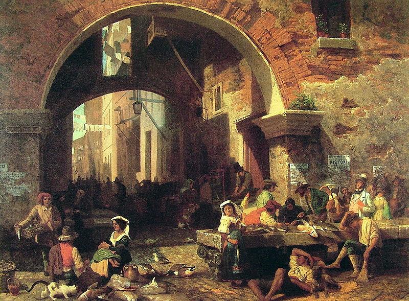 Roman Fish Market, Arch of Octavius, Albert Bierstadt